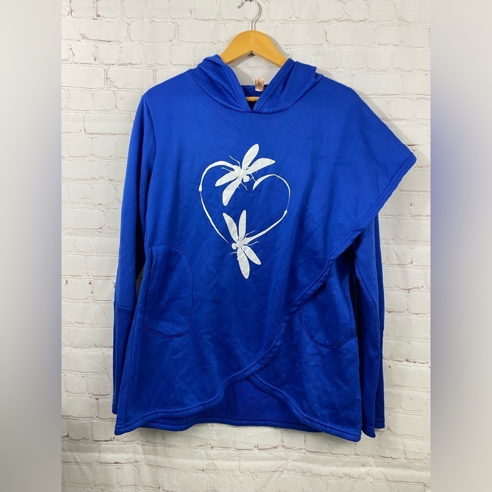 Youboya Hoodie Womens Size Medium Blue Oversized Soft Fleece Lining Sweatshirt